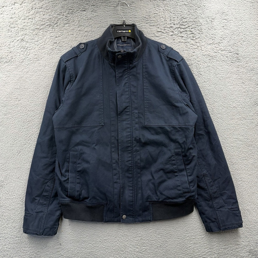 Banana Republic Military Style Field Jacket Navy Blue Full Zip Men's Size Large